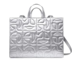 NWT Large MOOSE KNUCKLES X TELFAR Quilted  Shopper - Silver Metallic Tote Bag